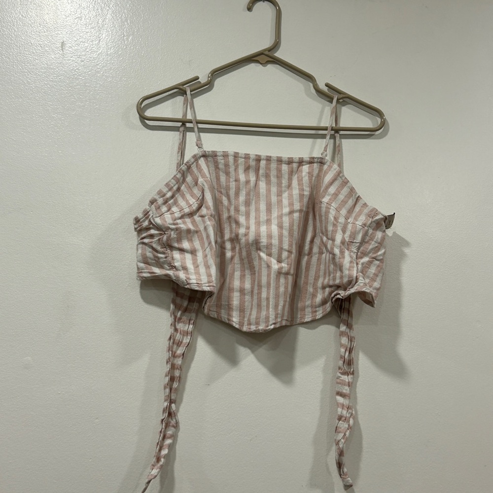 A New Day Pink and White Striped Crop Top